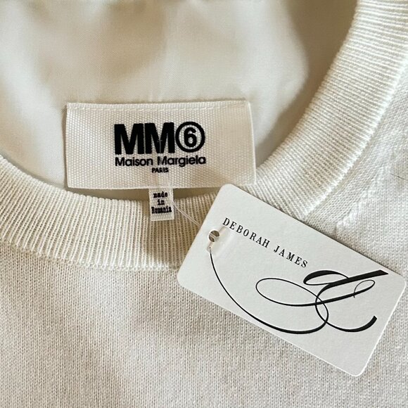 NWT MM6 Maison Margiela Ivory Layered High Low Oversized Designer Knit Sweater - Picture 4 of 10